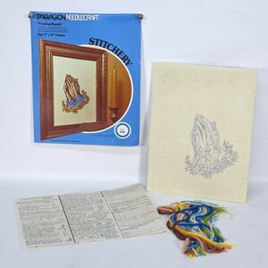 Vintage Paragon Praying Hands Stitchery Kit 0767 Adele Veres Linen Yarn Embroide